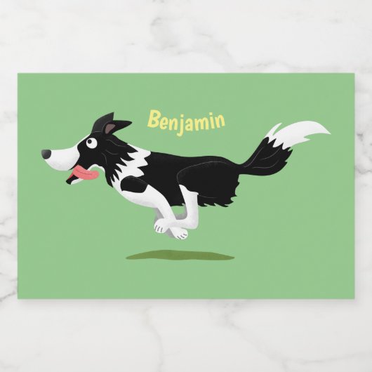 Funny Border Collie cartoon Voedselcontainer Etiket (Enkel label)