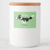Funny Border Collie cartoon Voedselcontainer Etiket (Voorkant)