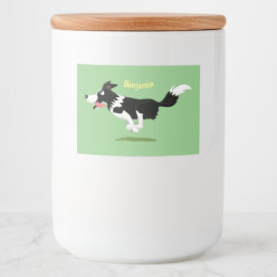 Funny Border Collie cartoon Voedselcontainer Etiket