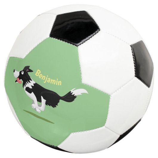 Funny Border Collie cartoon Voetbal (Drie kwart)