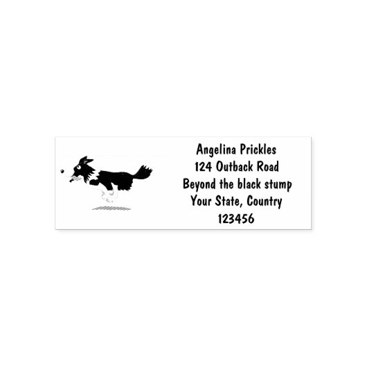 Funny Border Collie cartoon Zelfinktende Stempel (Design)