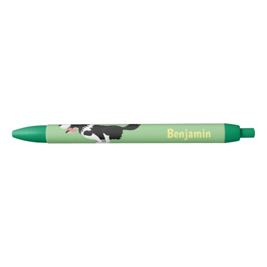 Funny Border Collie cartoon Zwarte Inkt Pen (Voorkant)