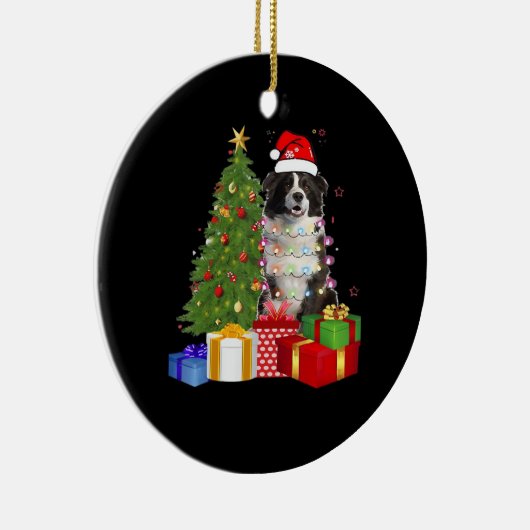 Funny Border Collie Christmas Tree Merry Christmas Keramisch Ornament (Rechts)