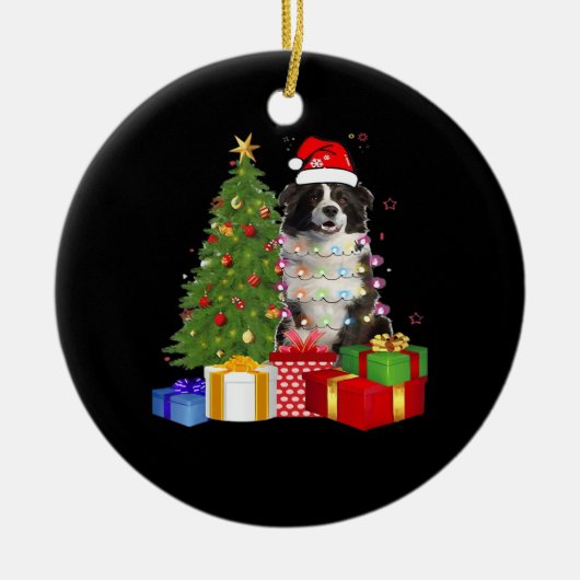 Funny Border Collie Christmas Tree Merry Christmas Keramisch Ornament (Voorkant)