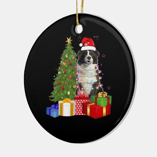 Funny Border Collie Christmas Tree Merry Christmas Keramisch Ornament (Links)