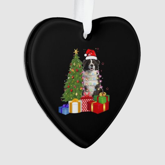 Funny Border Collie Christmas Tree Merry Christmas Ornament (voorkant)