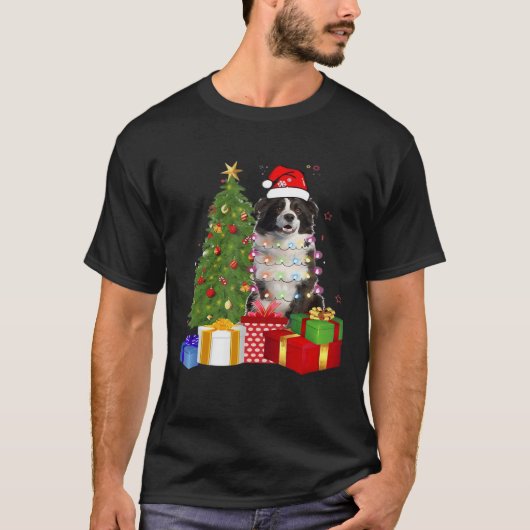 Funny Border Collie Christmas Tree Merry Christmas T-shirt (Voorkant)