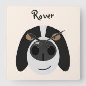 Funny border collie dog cartoon vierkante klok (Voorkant)