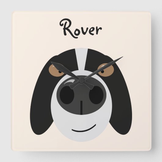 Funny border collie dog cartoon vierkante klok (Voorkant)