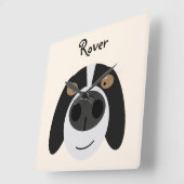 Funny border collie dog cartoon vierkante klok (Hoek)