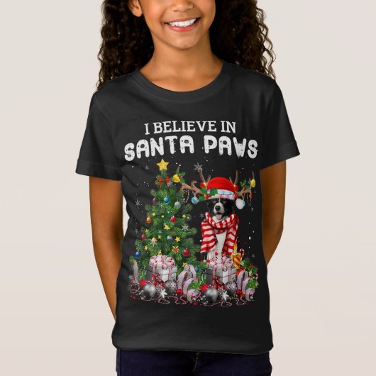 Funny Border Collie Dog Kerstmis P T-shirt (Voorkant)