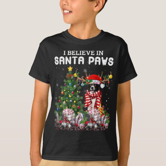 Funny Border Collie Dog Kerstmis P T-shirt (Voorkant)