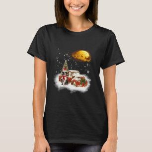 Funny Border Collie Dog Red Truck Kerstmis T T-shirt