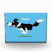 Funny Border Collie dog running cartoon Fotoblokken (Voorkant)