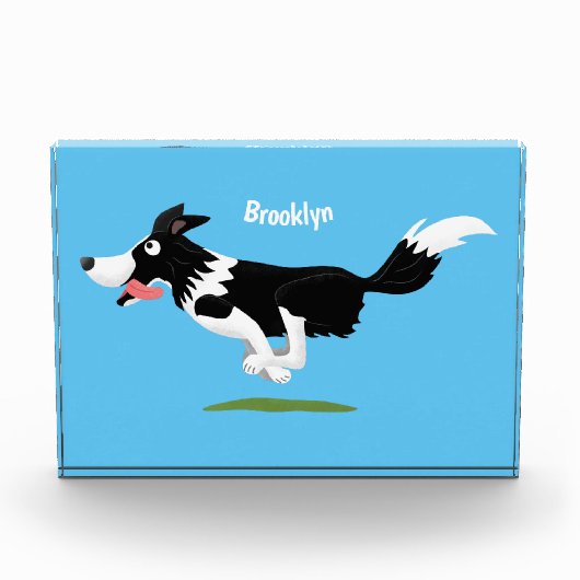 Funny Border Collie dog running cartoon Fotoblokken (Voorkant)