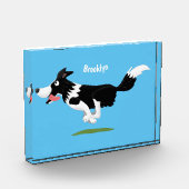 Funny Border Collie dog running cartoon Fotoblokken (Links)