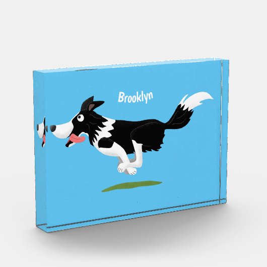 Funny Border Collie dog running cartoon Fotoblokken (Links)