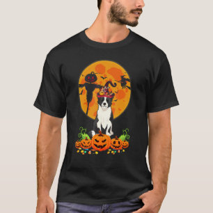 Funny Border Collie Dog Witch Pumpkin Halloween Co T-shirt