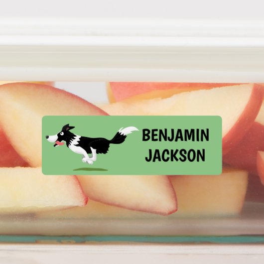 Funny Border Collie hond gepersonaliseerde cartoon Labels (Aangebracht)