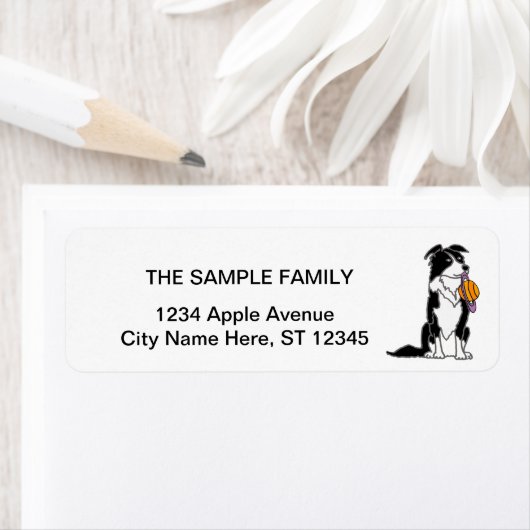 Funny Border Collie met Saturn Disk Etiket (Insitu)