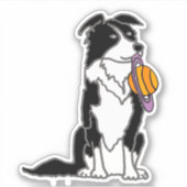 Funny Border Collie met Saturn Disk Sticker (Voorkant)