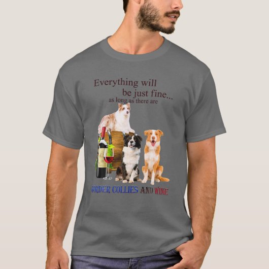Funny Border Collie Retro Style Cadeautje voor Hon T-shirt (Voorkant)