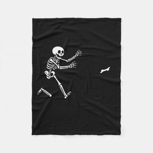 Funny Border Collie Running Skeleton Halloween Fleece Deken (Voorkant)