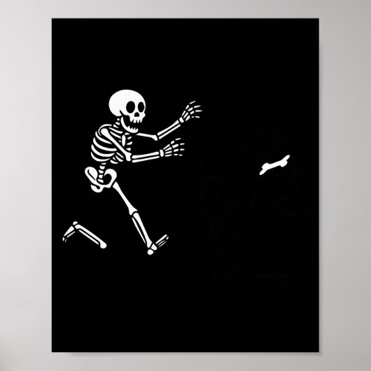 Funny Border Collie Running Skeleton Halloween Poster (Voorkant)