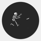 Funny Border Collie Running Skeleton Halloween Ronde Sticker (Voorkant)