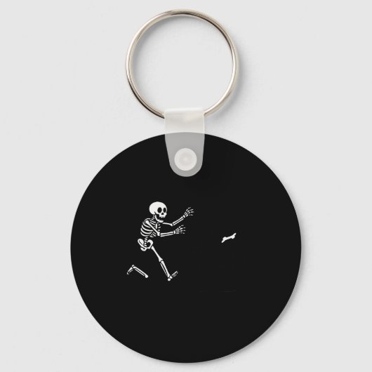 Funny Border Collie Running Skeleton Halloween  Sleutelhanger (Voorkant)
