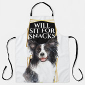 Funny Border collie sit for snacks waterverf art Schort (Voorkant)