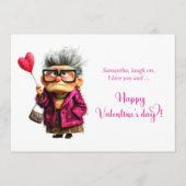 Funny Bored Granny Valentine Card Colorful Style Feestdagenkaart (Voorkant)