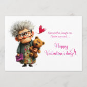 Funny Bored Lady Bringing Shrugs Valentine Feestdagenkaart (Voorkant)