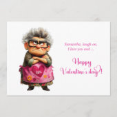 Funny Bored Lady Hot Pink Vibes Valentine Feestdagenkaart (Voorkant)