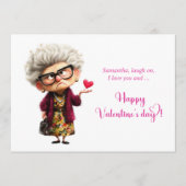 Funny Bored Lady Hot Pink Vibes Valentine Feestdagenkaart (Voorkant)