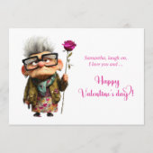Funny Bored Old Lady Valentine Card Whimsical Feestdagenkaart (Voorkant)