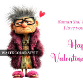 Funny Bored Old Lady Valentine Card Whimsical Feestdagenkaart