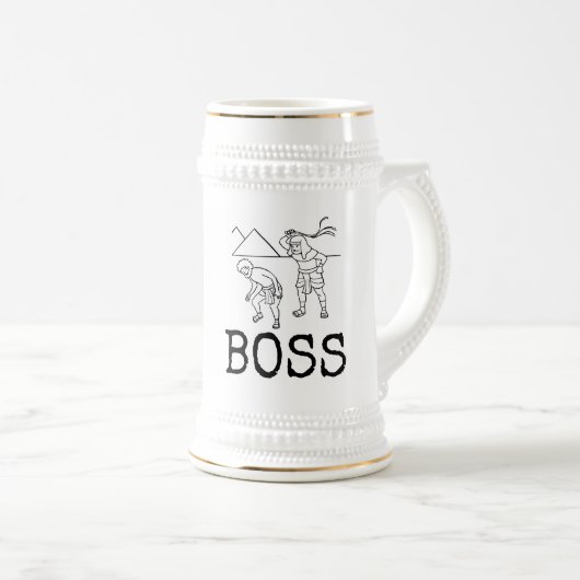 FUNNY BOSS BEER STEIN, WHIP BIERPUL (Voorkant rechts)