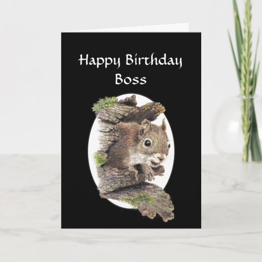 Funny Boss Birthday, Sense of Humor, Squirrel Kaart (Voorkant)