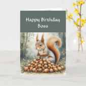 Funny Boss Birthday, Sense of Humor, Squirrel Kaart (Gele Bloem)