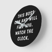 Funny Boss Black White Typography Kantoor Ronde Klok (Hoek)