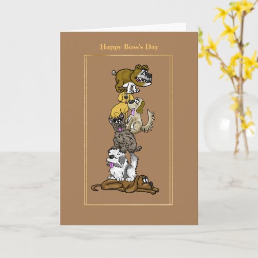 Funny Boss Day Dog Card Kaart (Gele Bloem)