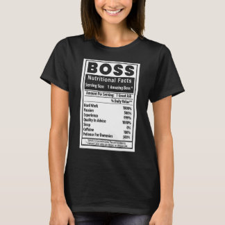 Funny Boss Day Nutritional Facts Employee Apprec T-shirt