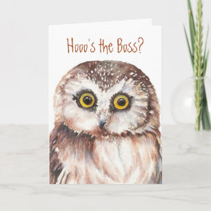 Funny Boss Day, Wise Owl Humor Kaart