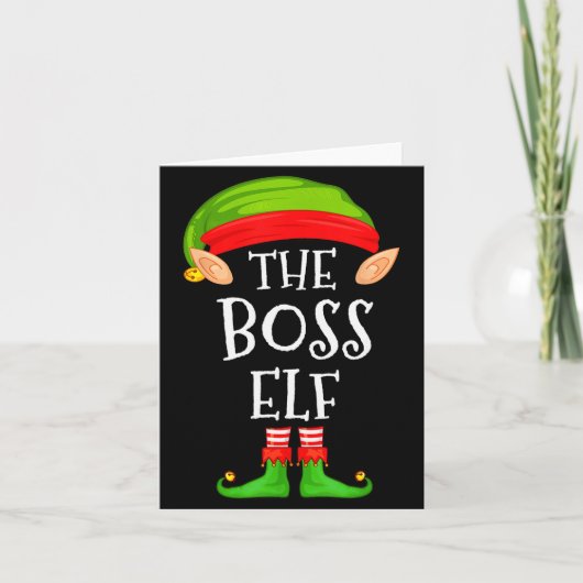 Funny Boss Elf Family Christmas Boss Elf Sweater M Kaart (Voorkant)
