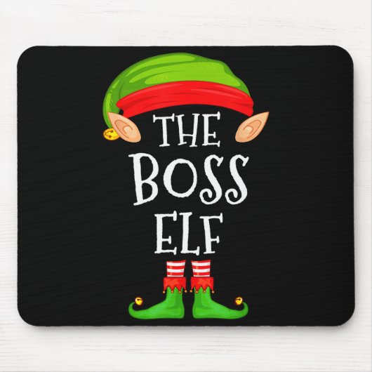 Funny Boss Elf Family Christmas Boss Elf Sweater M Muismat (Voorkant)