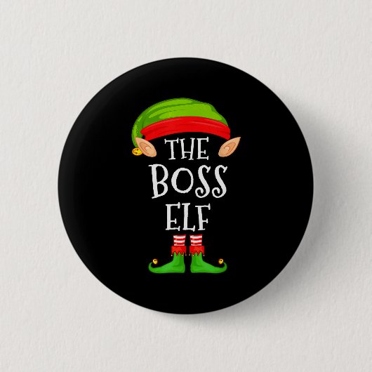 Funny Boss Elf Family Christmas Boss Elf Sweater M Ronde Button 5,7 Cm (Voorkant)