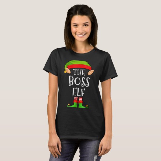 Funny Boss Elf Family Christmas Boss Elf Sweater M T-shirt (Voorkant volledig)