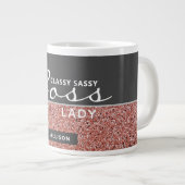 Funny Boss Lady Roos Goud Roze Glitter Naam Grote Koffiekop (Voorkant rechts)