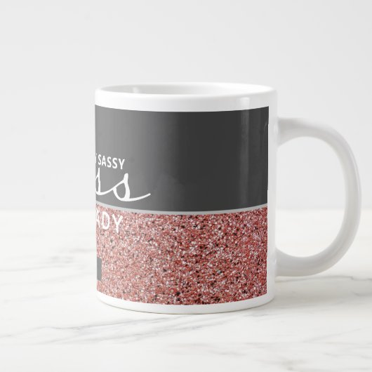 Funny Boss Lady Roos Goud Roze Glitter Naam Grote Koffiekop (Rechts)